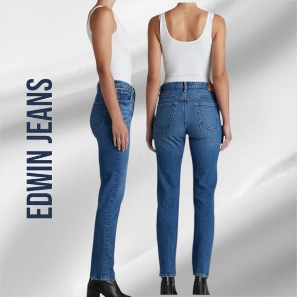 EDWIN ANTHROPOLOGIE Women’s Hana Vintage Straight in Blue Horizon in the Size 25 - Picture 3 of 13